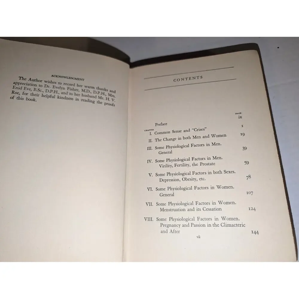 1936 Change Of Life In Mem And Women HC Book Putnam, Stopes, Marie C.